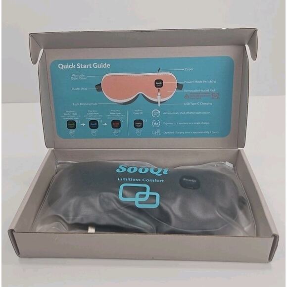 Heated Eye Mask - SooQi Cordless Sleeping Eye Mask - Picture 1 of 3